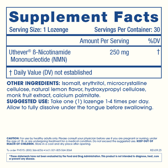 ProHealth NMN Pro Lozenges — 250 mg supplement facts and ingredients