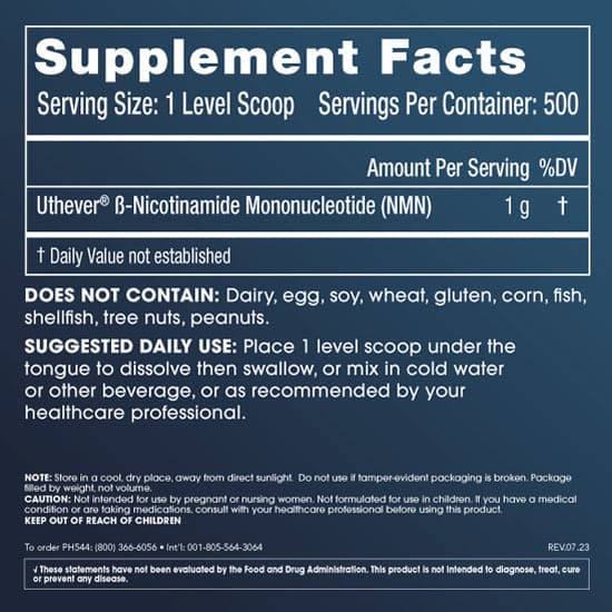 ProHealth NMN Pro Powder — 500 g supplement facts and ingredients